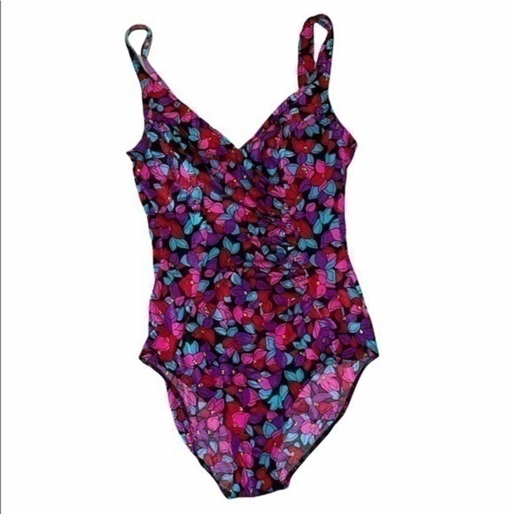 Vintage floral sz 14 Maillot bathing suit